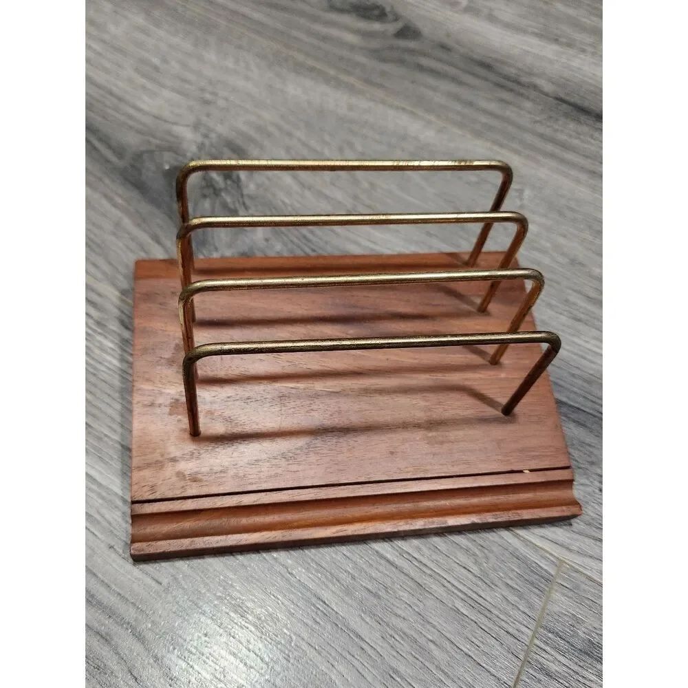 RARE Vintage Walnut MCM Letter & Pen Holder